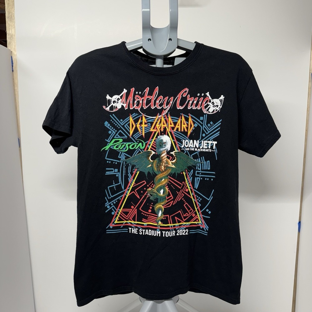 Motley Crue Def Leppard Poison Joan Jett Stadium Tour 2022 Black T-Shirt